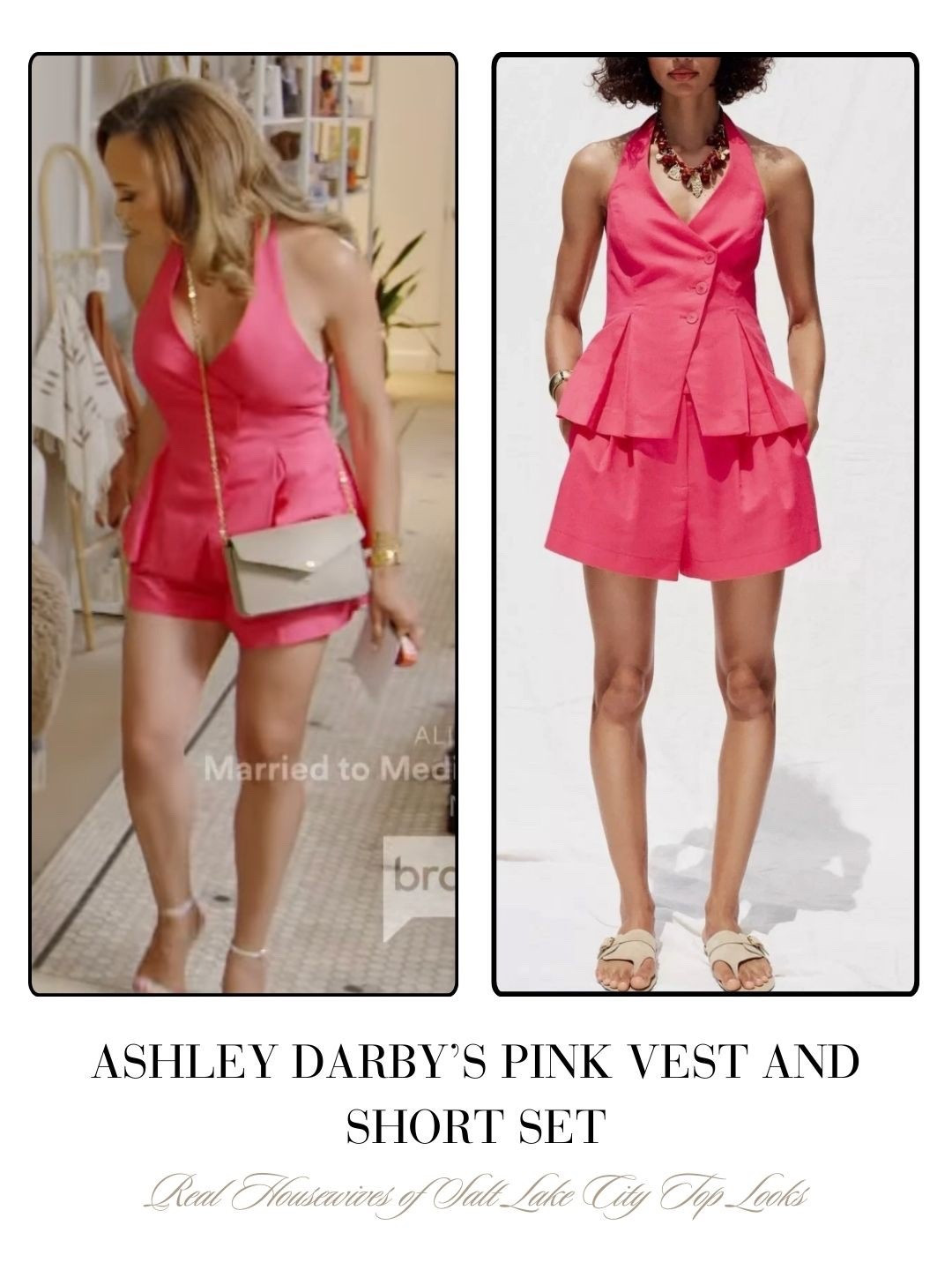 Ashley Darby’s Pink Vest and Short Set 