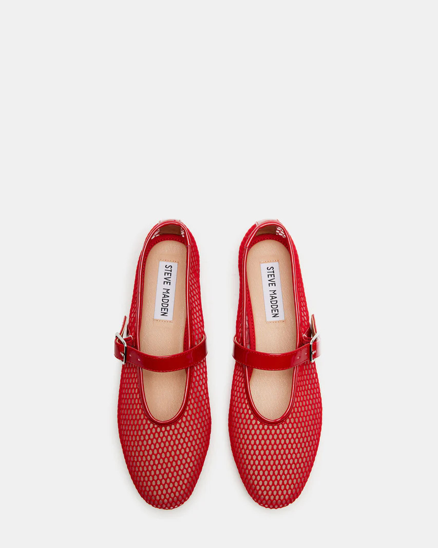 DREAMING Red Mesh Mary Jane | Women's Flats | Steve Madden (US)