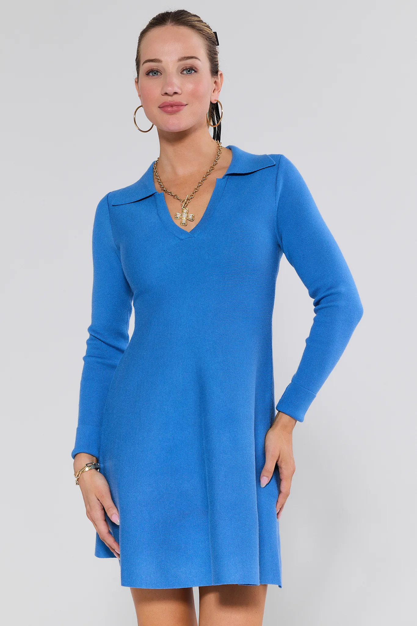 Amelia Blue Knit Mini Dress | Avara