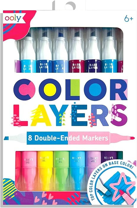 Ooly Color Layers Double Sided Markers - Set of 8 Colored Markers, 16 Colors Chisel and Point Tip... | Amazon (US)