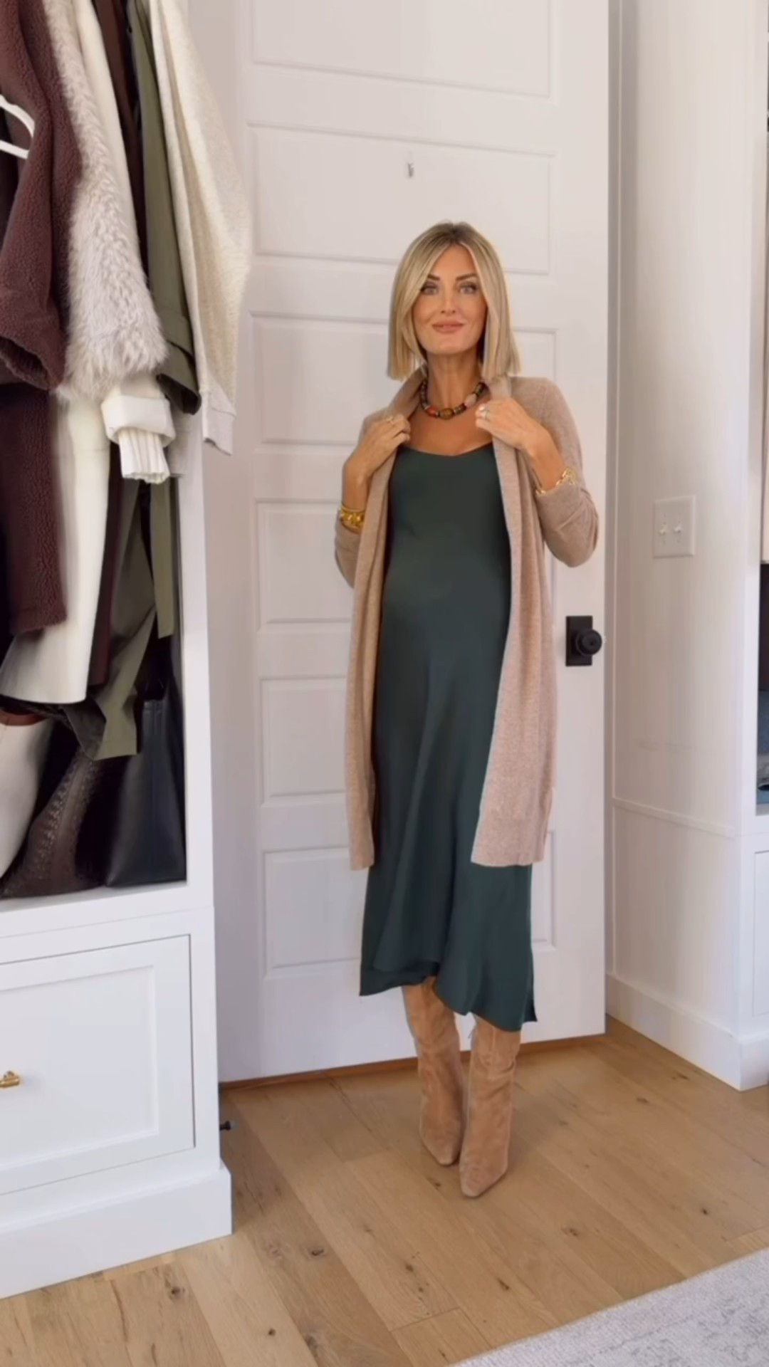 This maternity slip dress is a staple if you’re pregnant! I also linked a non maternity version as well! A slip dress is such a great piece to have in your closet & it can be styled so many ways! Wearing XS in the dress & S in the cardigan. 

Loverly Grey, Quince, maternity dress, bump friendly dress, green dress, slip dress, silk dress, satin dress

#LTKootd #LTKBump