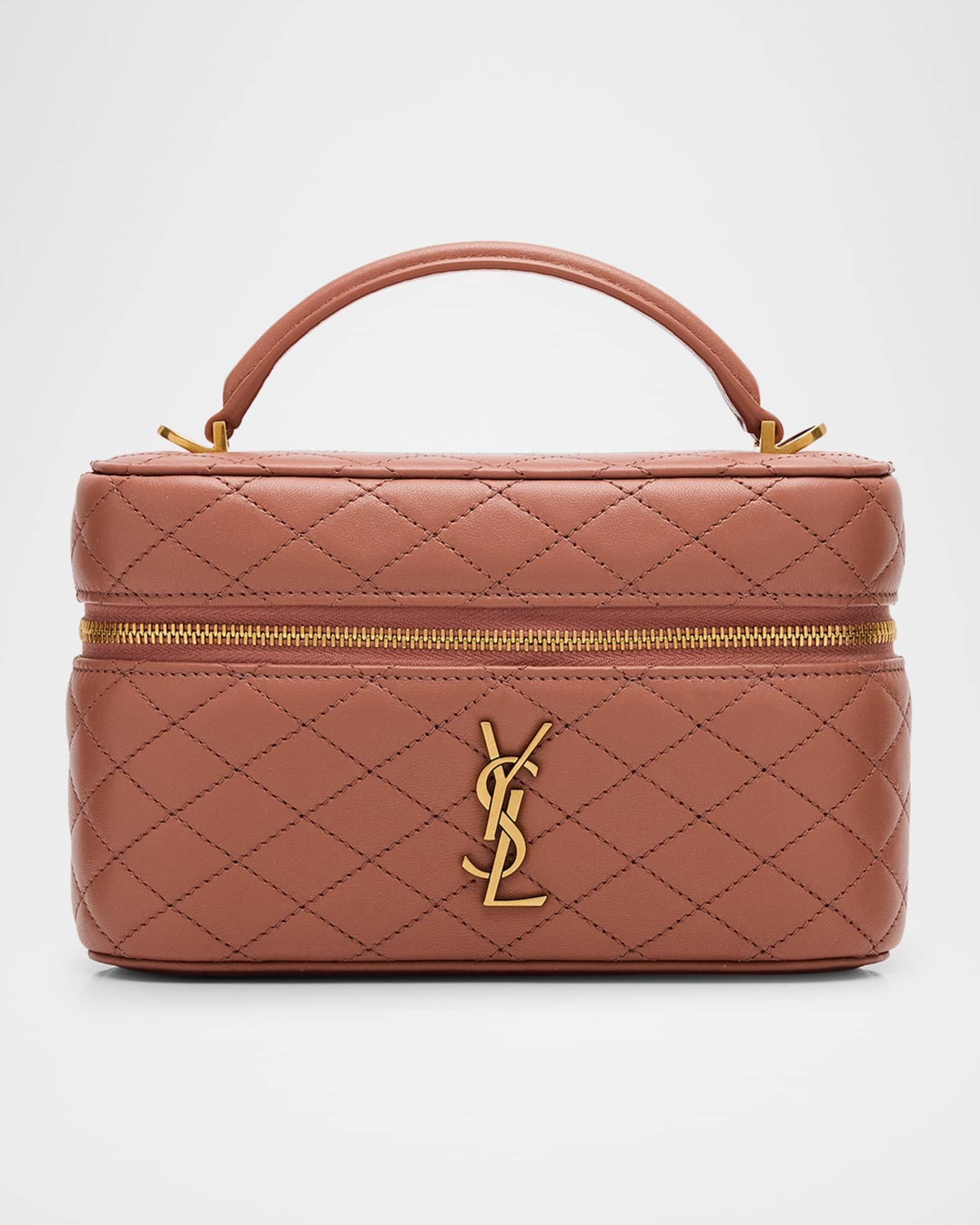 Gabby Mini Vanity Case in Quilted Leather with Gold Hardware | Neiman Marcus