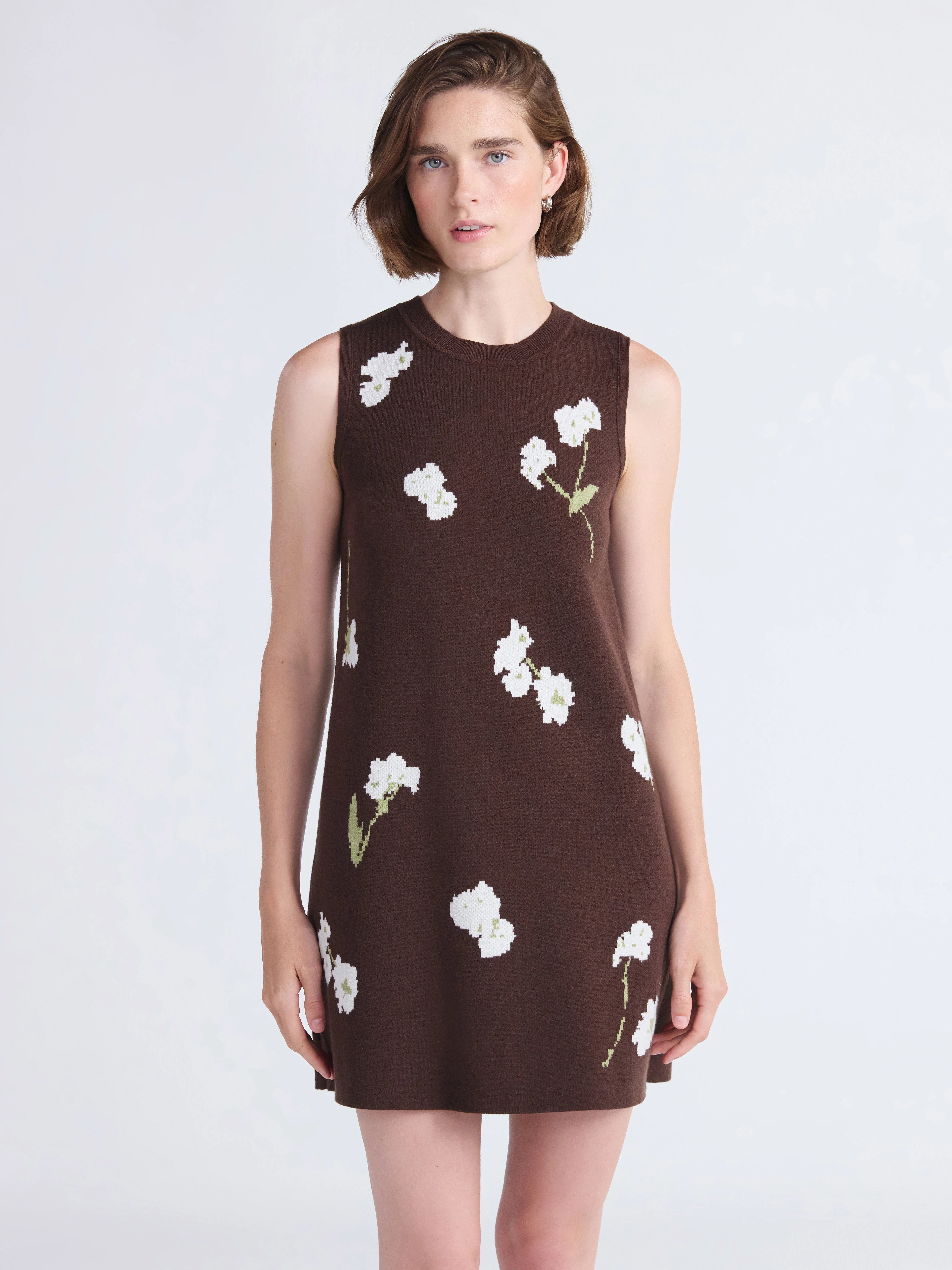 Free Assembly Women's and Women's Plus Sleeveless Floral Jacquard Mini Sweater Dress, Sizes XS-4X | Walmart (US)