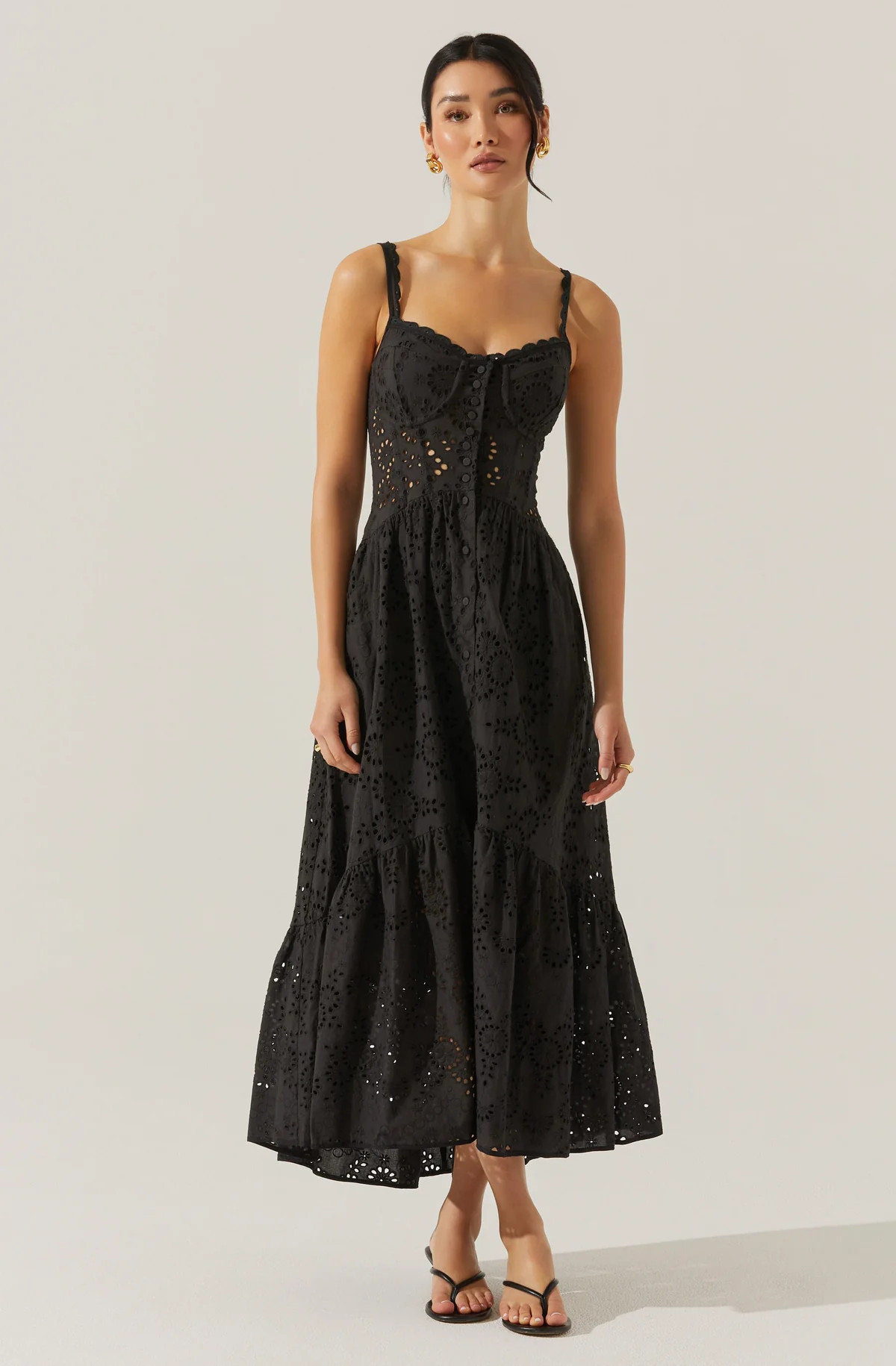 Yamila Eyelet Corset Midi Dress | ASTR The Label (US)