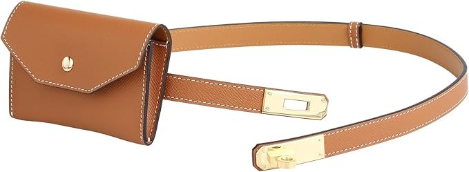 Women's Skinny Leather Belt - Adjustable Alloy Turn Lock, Solid Color - Ideal for Dresses, Jeans,... | Amazon (US)