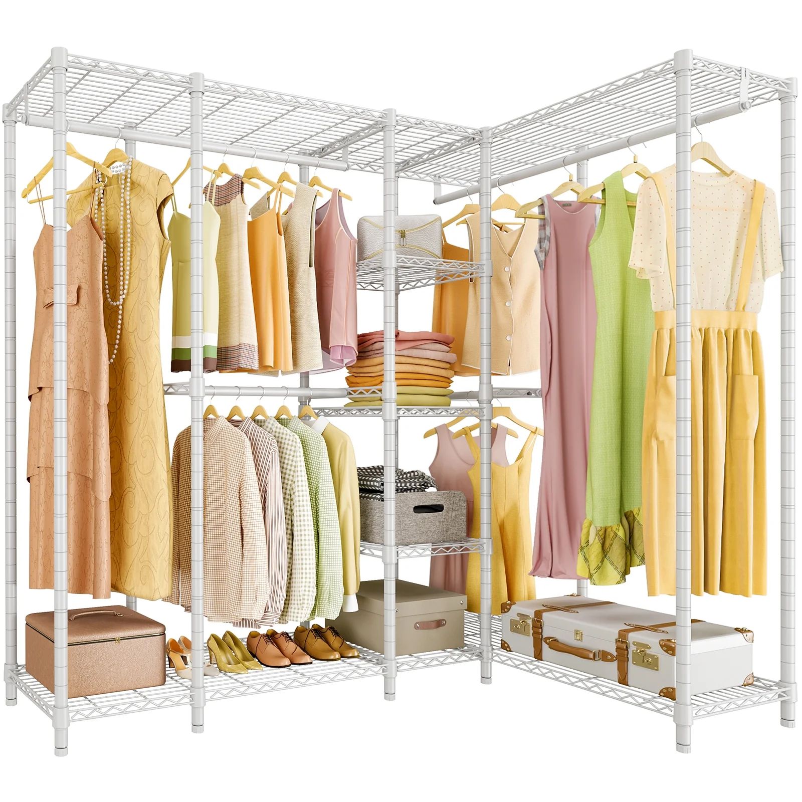 VIPEK L50 Wire Garment Rack Large L Shaped Closet Rack for Corner, Multi-function Protable Clothe... | Walmart (US)