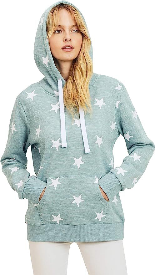 esstive Women's Ultra Soft Fleece Multi-Star Pullover Hoodie Sweatshirt | Amazon (US)