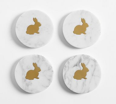 Bunny Inlay Marble Coasters - Set of 4 | Pottery Barn (US)
