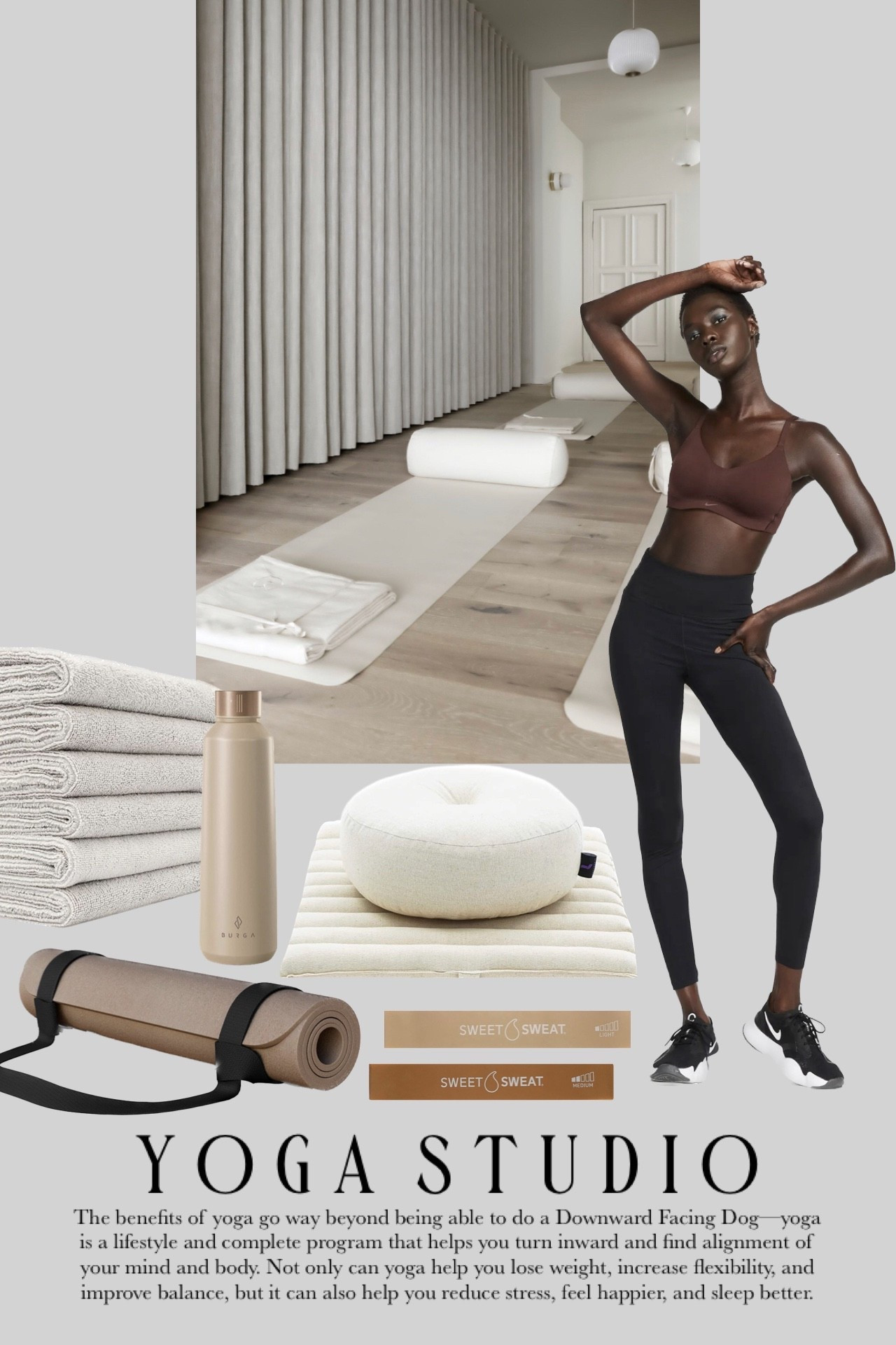 Yoga equipment and activewear 🤎

#yoga #health #workout #fitness #exercise 

#LTKActive #LTKootd #LTKselfcare