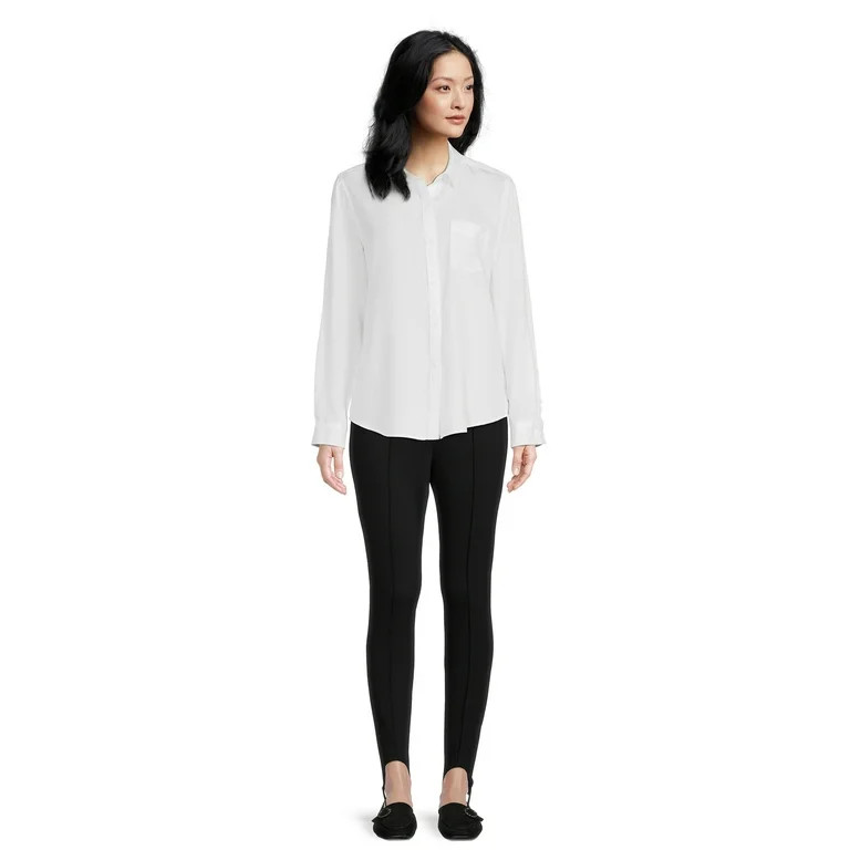 Time and Tru Women's Roll Cuff Button-Down Shirt | Walmart (US)