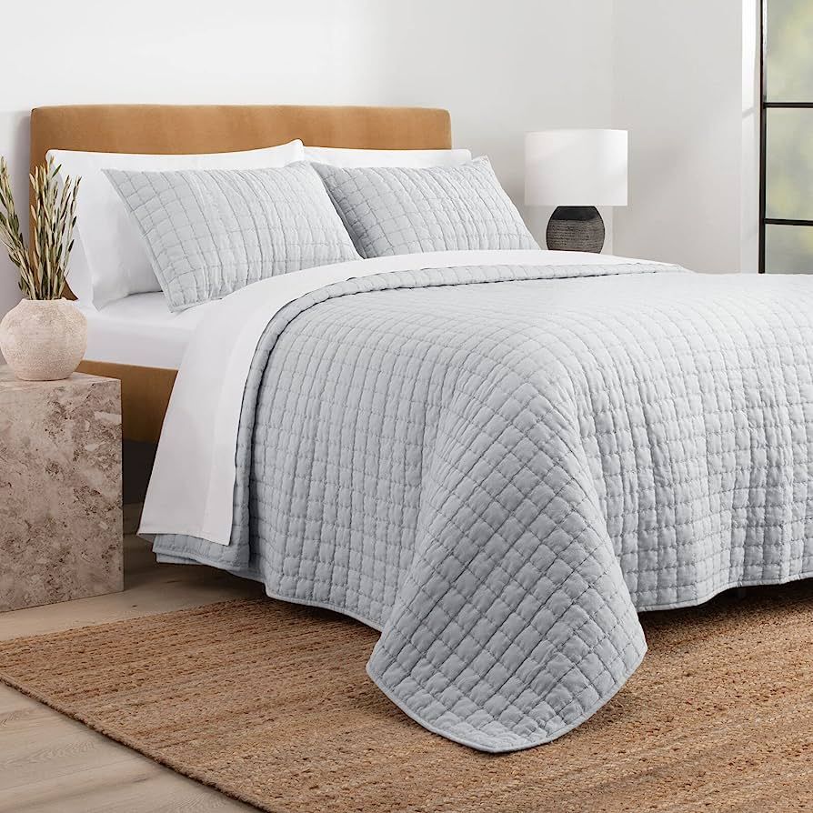 Nate Home by Nate Berkus Solid All-Season Cotton Textured Quilt Set | Breathable and Comfortable ... | Amazon (US)