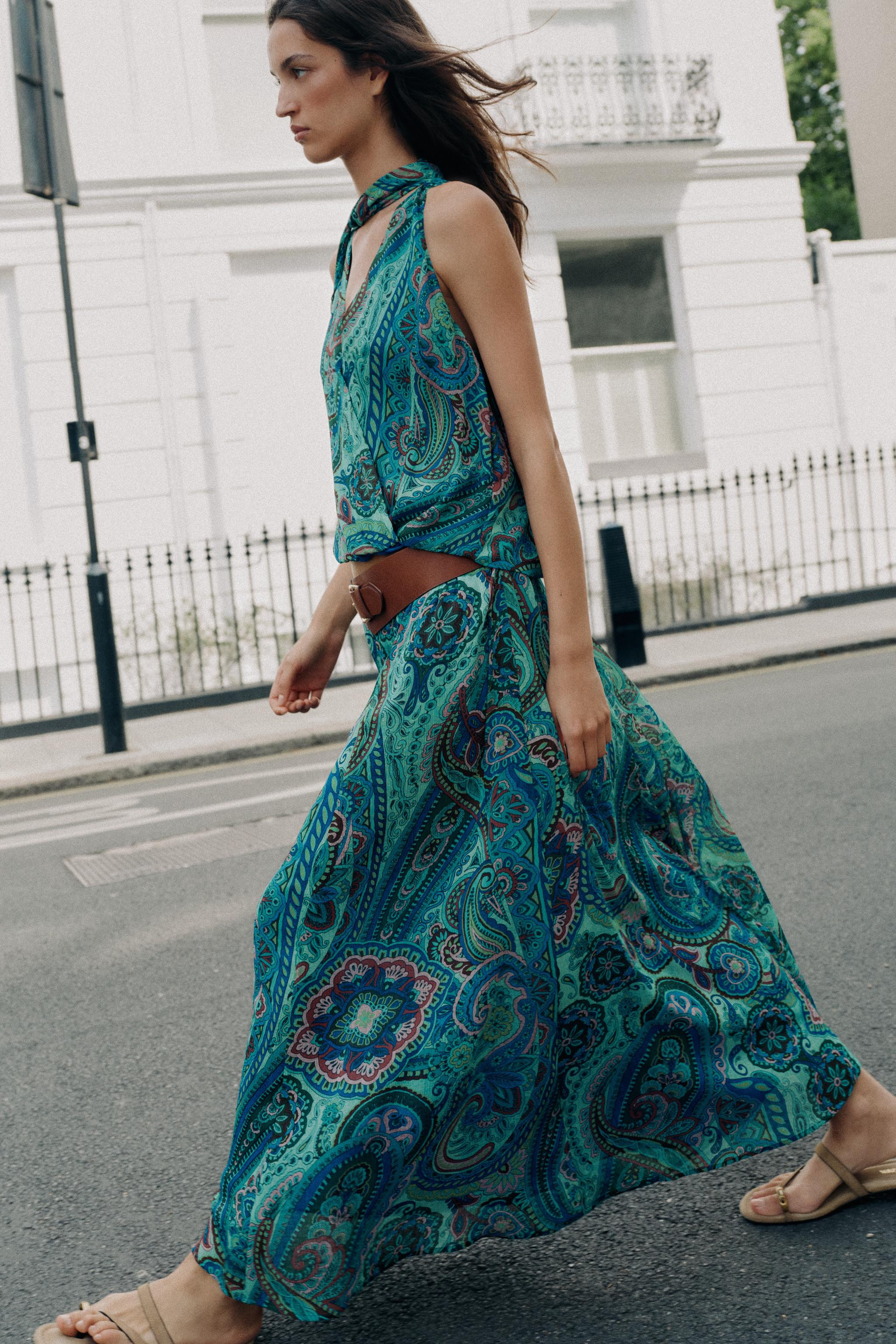 PRINTED BELTED SKIRT | Zara US