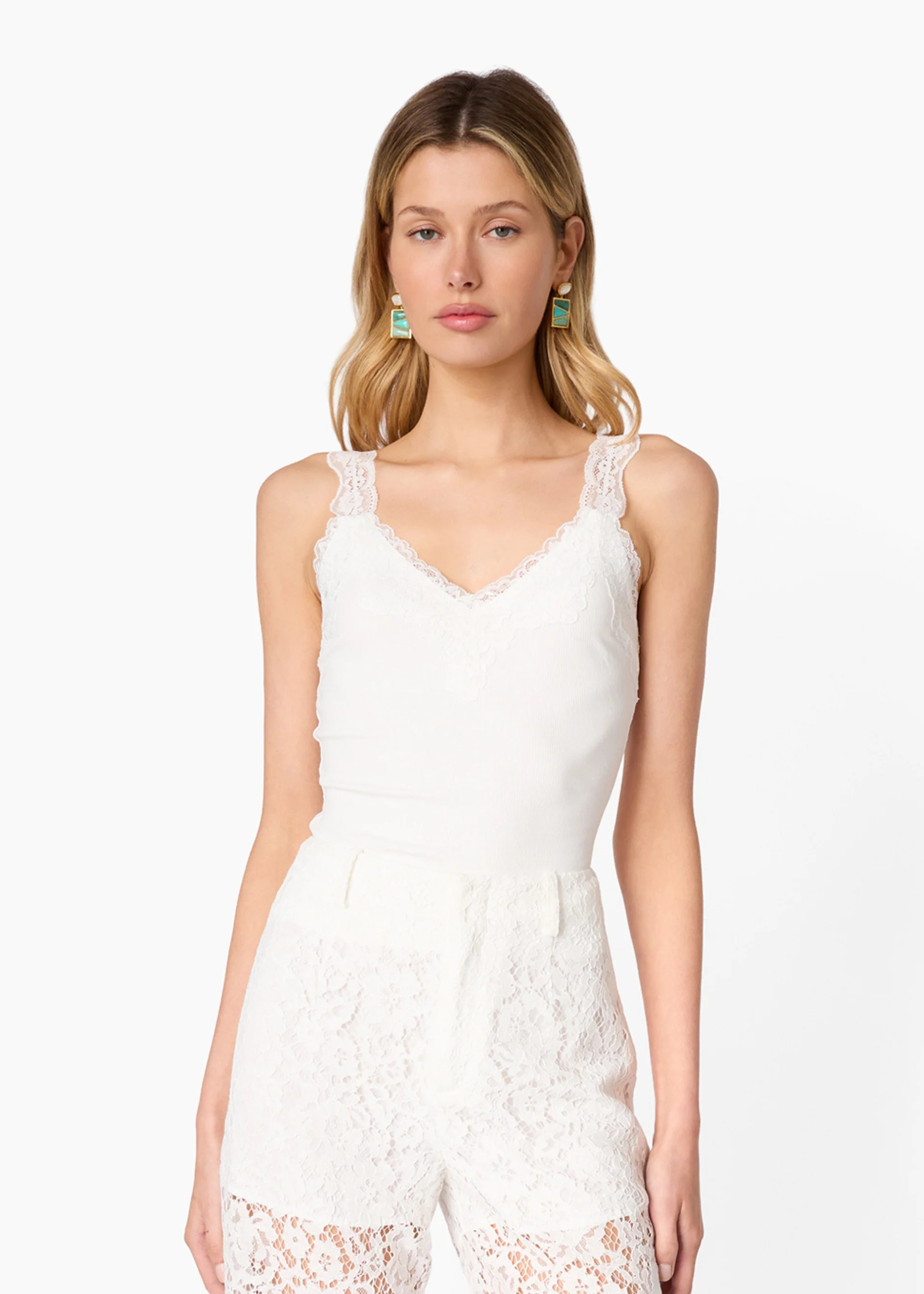 Lani Rib Knit Tank White | CAMI NYC