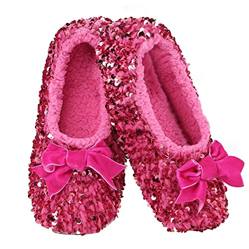 Snoozies Womens Slippers - Luxe Bling Ballerina - Dark Pink - Medium | Amazon (US)