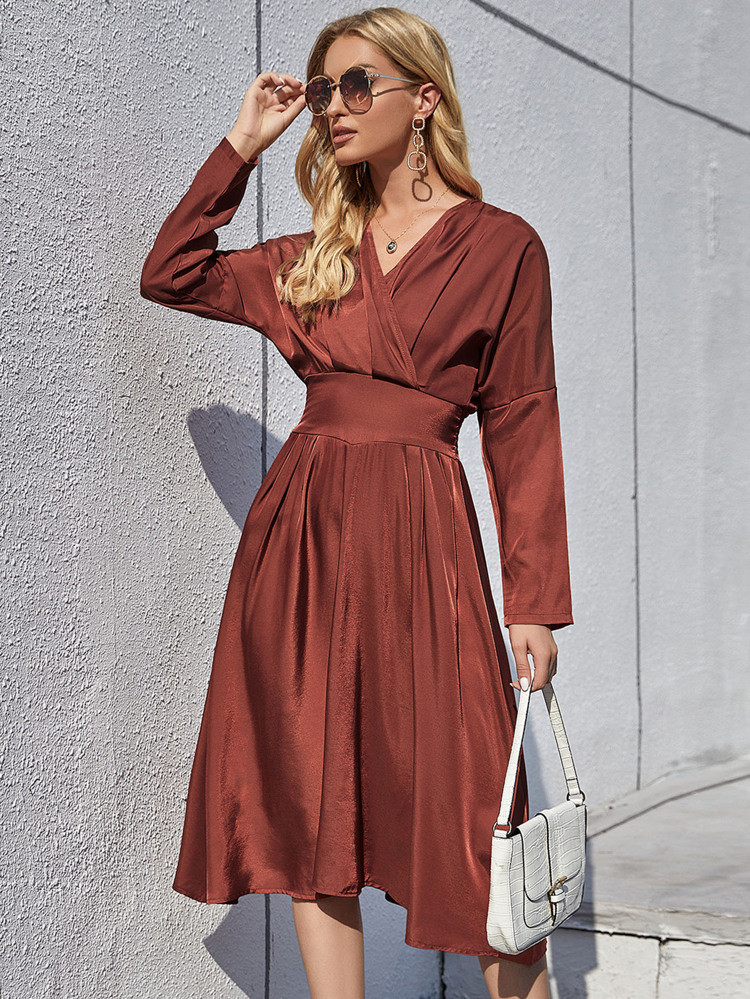 Surplice Neck Drop Shoulder Dress | SHEIN