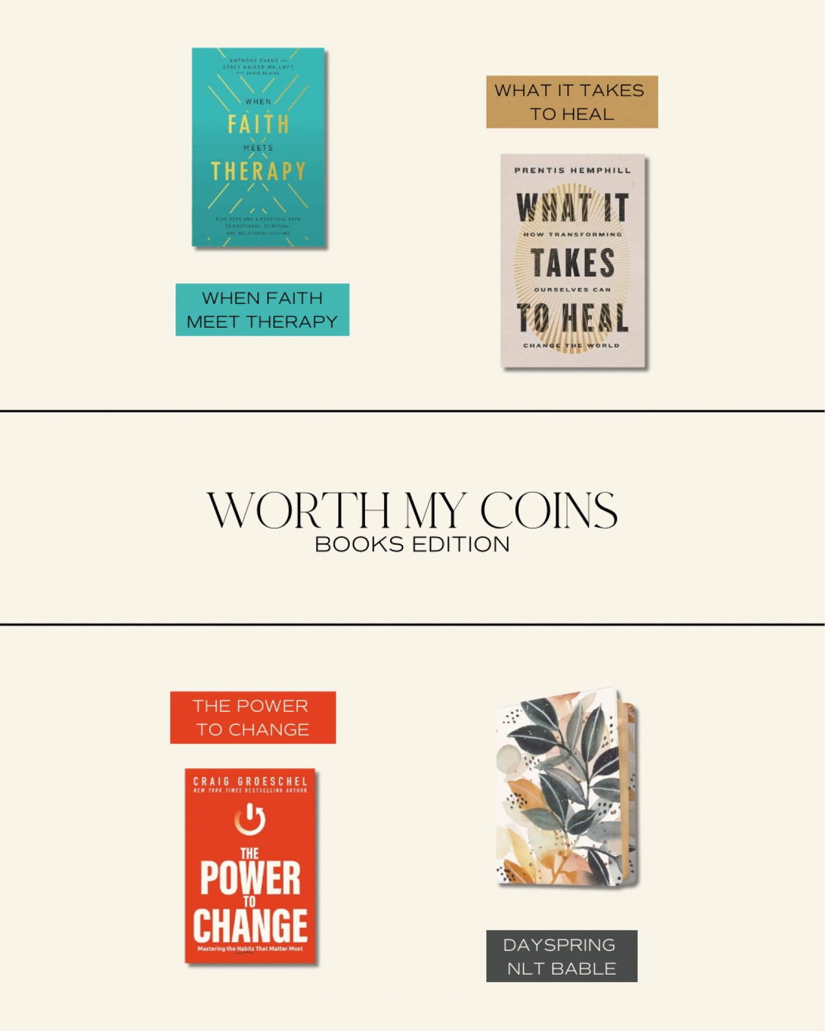 Books I’ve read (am reading) that were worth every penny! Just in time for Amazon Prime Day (Oct 8-9)

I love books that have interactive activities or exercises that help you apply what you’ve learned. When Faith Meets Therapy & Power To Change are two books that combine Faith & Practice into insightful storytelling! 

What it Takes to Heal is a new ready! I’m excited to get through it and share my thoughts soon!

And of the course the HOLY GRAIL, literally, the DaySpring Collection Bible! I love that’s it’s super stylish & has a notes section on every page! 

#LTKFindsUnder50 #LTKxPrimeDay #LTKSaleAlert
