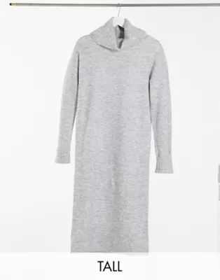 Vero Moda Tall sweater dress with roll neck in gray | ASOS (Global)