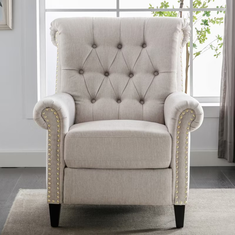 Push Back Linen Tufted Recliner Armchair - ModernLuxe | Target