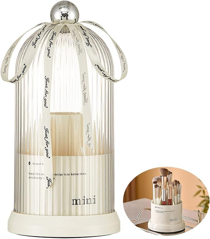 DASITON 360° Rotating Makeup Brush Holder,Covered Dustproof Makeup Brushes Organizer,7 Slot Make... | Amazon (US)