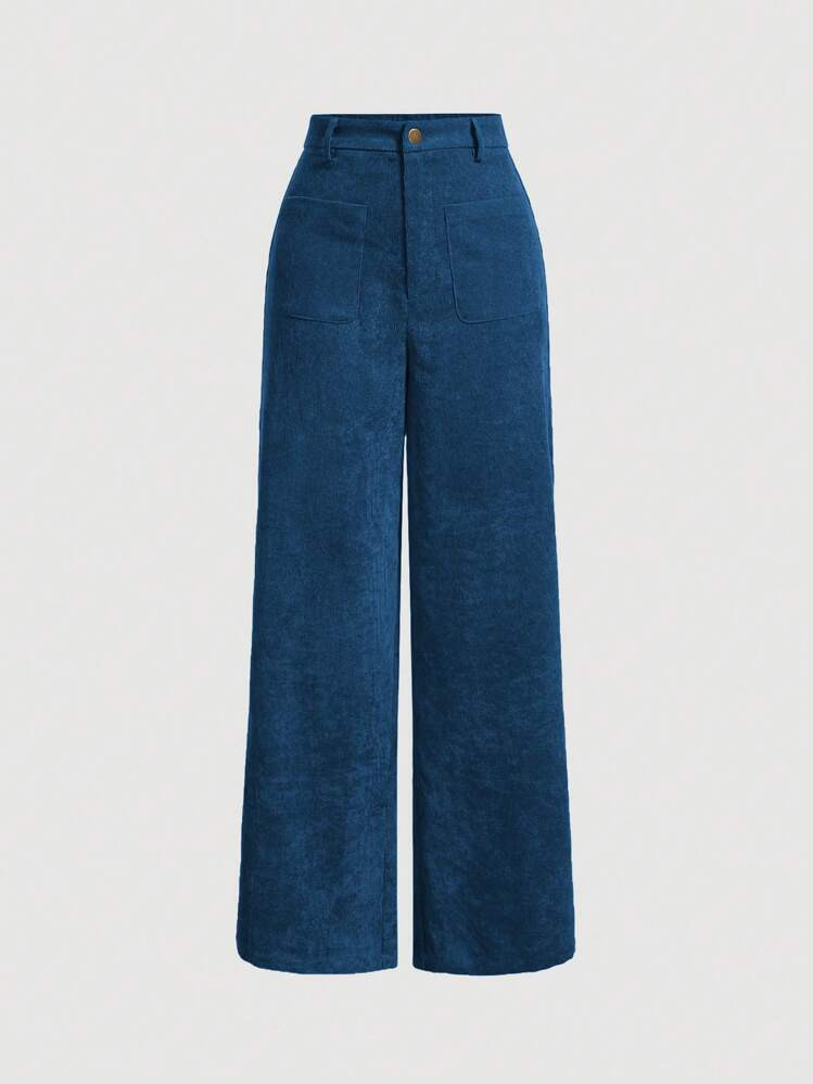SHEIN MOD Women's Solid Color Pocket Wide Leg Relaxed Casual Pants | SHEIN