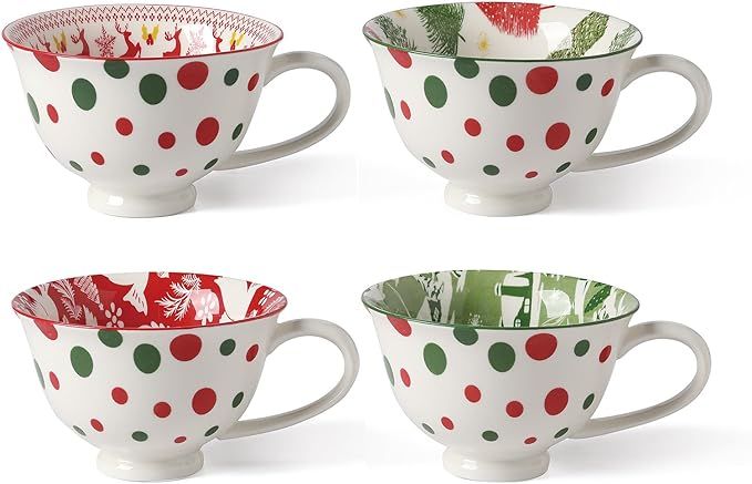 Metahom Christmas Coffee Mugs, 13 Oz Porcelain Coffee Cups with Handle for Tea, Cappuccino, Cocoa... | Amazon (US)