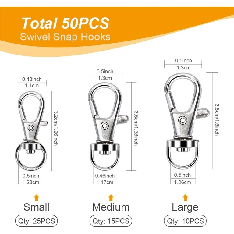 Genreen 100PCS Swivel Snap Hooks with Key Rings,Key Chain Making Kit,Lobster Claw Clasps,Assorted... | Walmart (US)