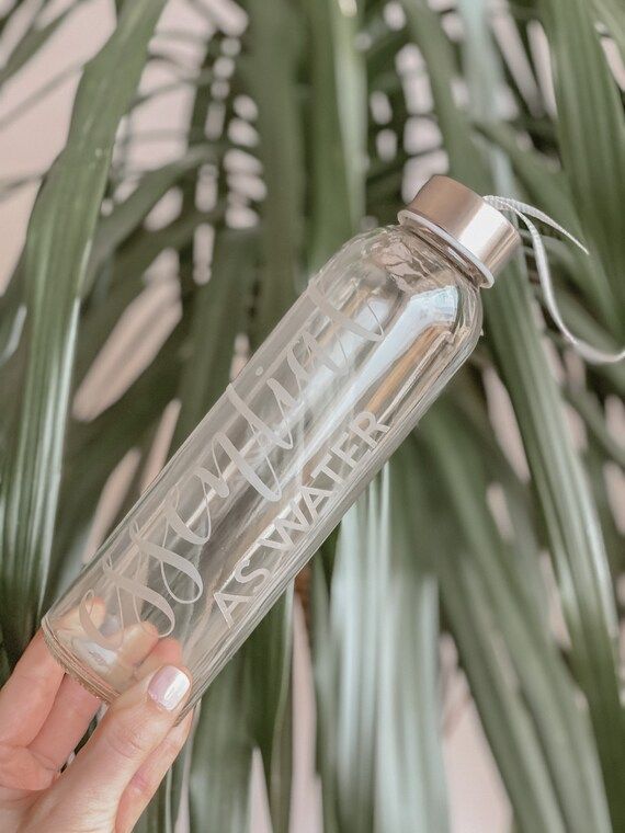 Essential as Water - 18 oz. Etched, Glass Water Bottle | Etsy (US)