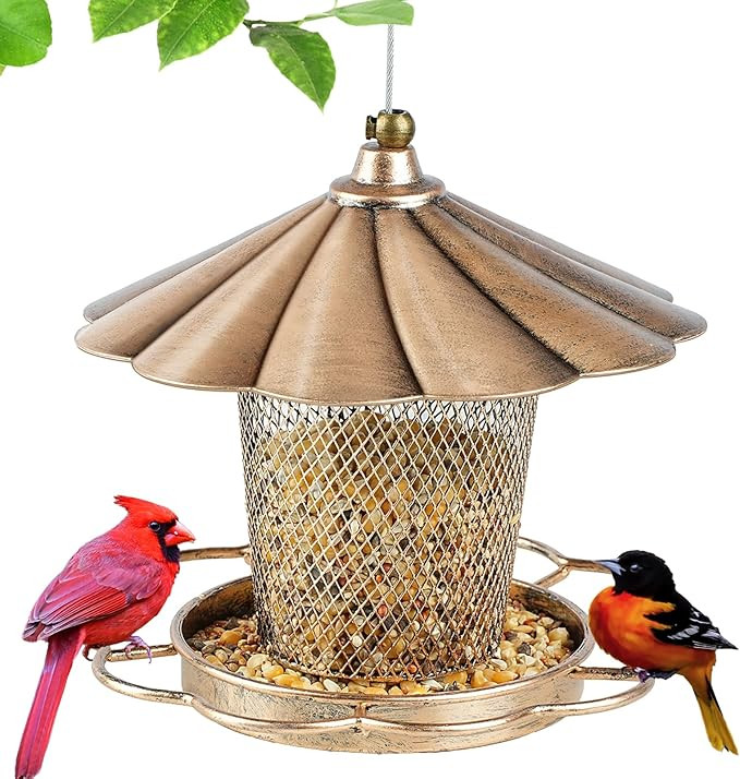 LBTING Bird Feeder for Outdoor, Metal Wild Bird Feeder for Hanging Outside Garden Yard Decoration... | Amazon (US)