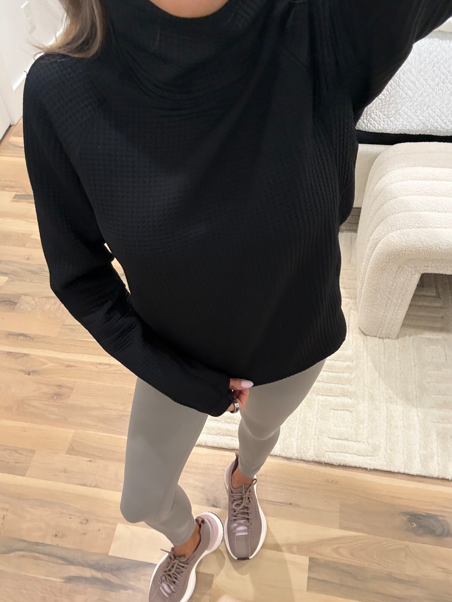 Waffle knit thermal top smallest size with neutral leggings 

#LTKFindsUnder50 #LTKPetite