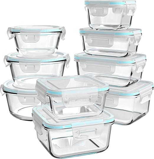 AILTEC Glass Food Storage Containers with Lids, [18 Piece] Meal Prep Containers for Food Storage ... | Amazon (US)