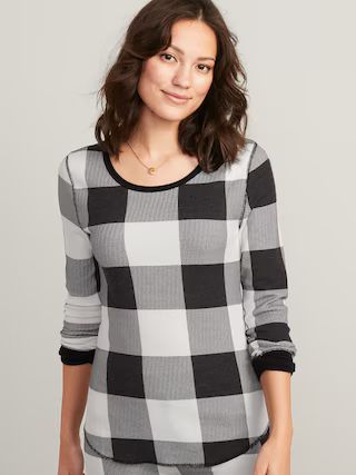 Printed Thermal-Knit Long-Sleeve Pajama Top for Women | Old Navy (US)