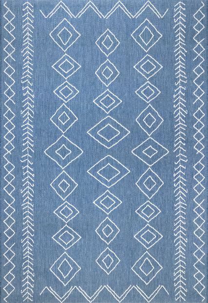 Blue Moroccan Diamonds Indoor/Outdoor Area Rug | Rugs USA