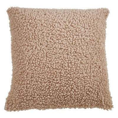 Saro Lifestyle Faux  Fur Throw Pillow Cover, 18", Beige | Target