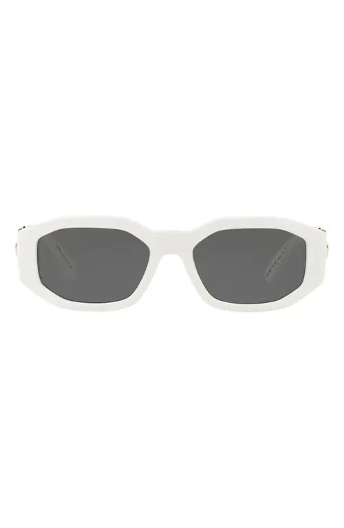 Versace Biggie 53mm Round Sunglasses in White Solid at Nordstrom | Nordstrom
