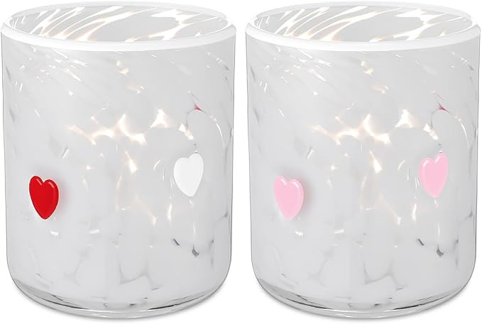 Mimorou 2 Pcs Valentine's Day Icon Juice Glass 14 Ounce Heart Themed Drinking Cocktails Glasses f... | Amazon (US)