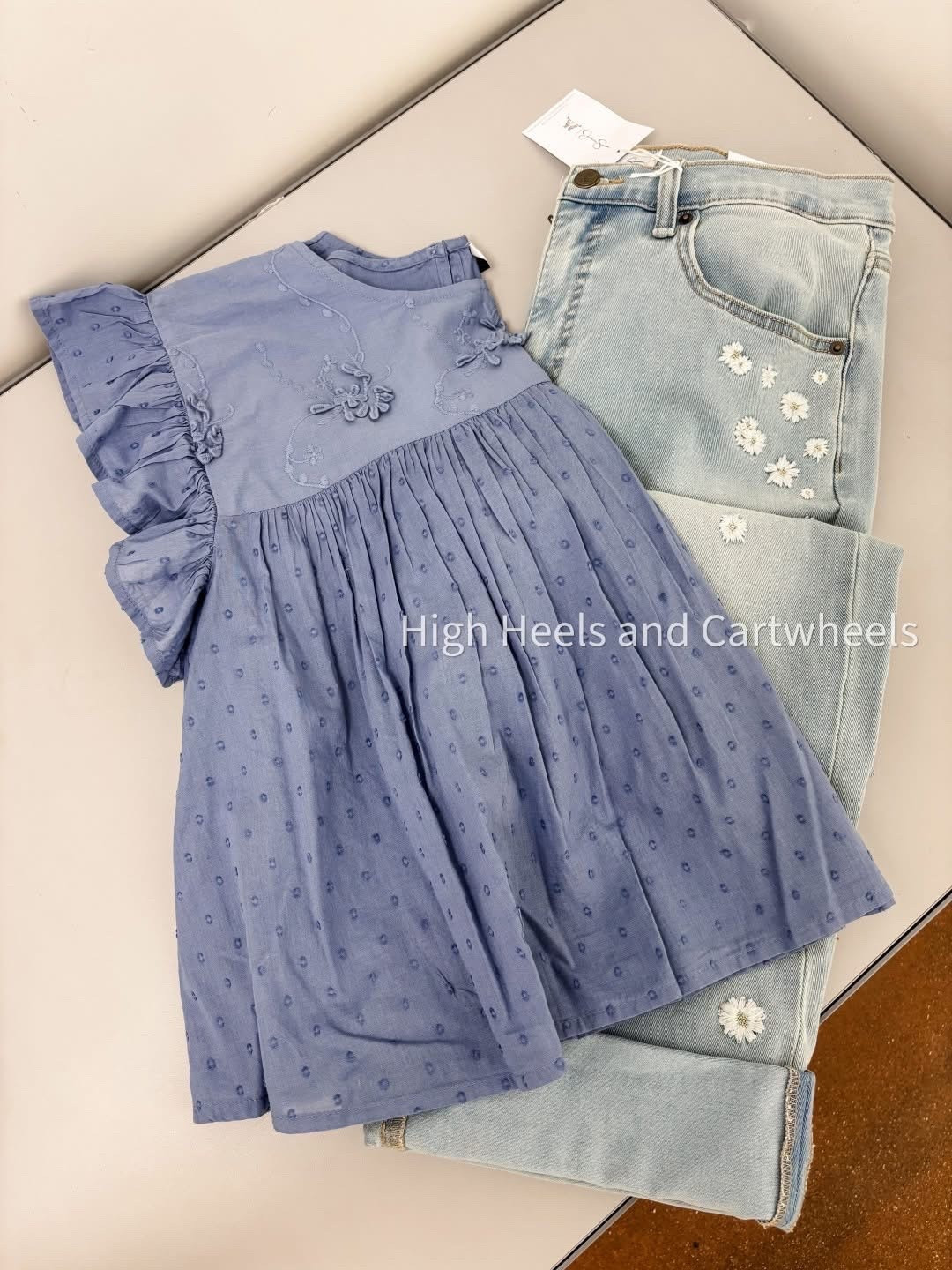 This blue top is stunning!!!pair with these flower detail jeans for the cutest look from Walmart!