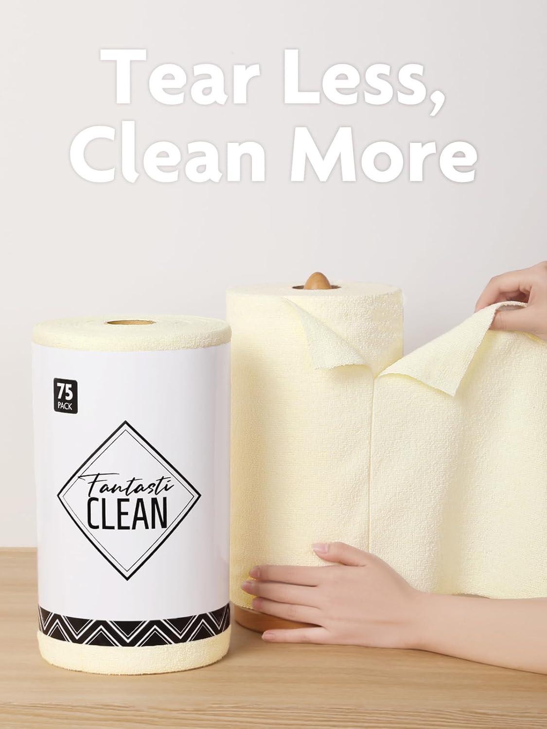 Fantasticlean Microfiber Cleaning Cloth Roll -75 Pack, Tear Away Microfiber Towels, 12" x 12", Re... | Amazon (US)