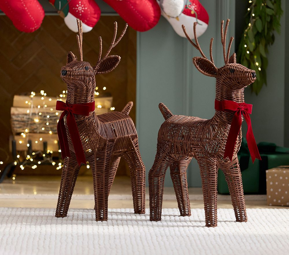 Rattan Reindeer with Bow Decor | Pottery Barn Kids