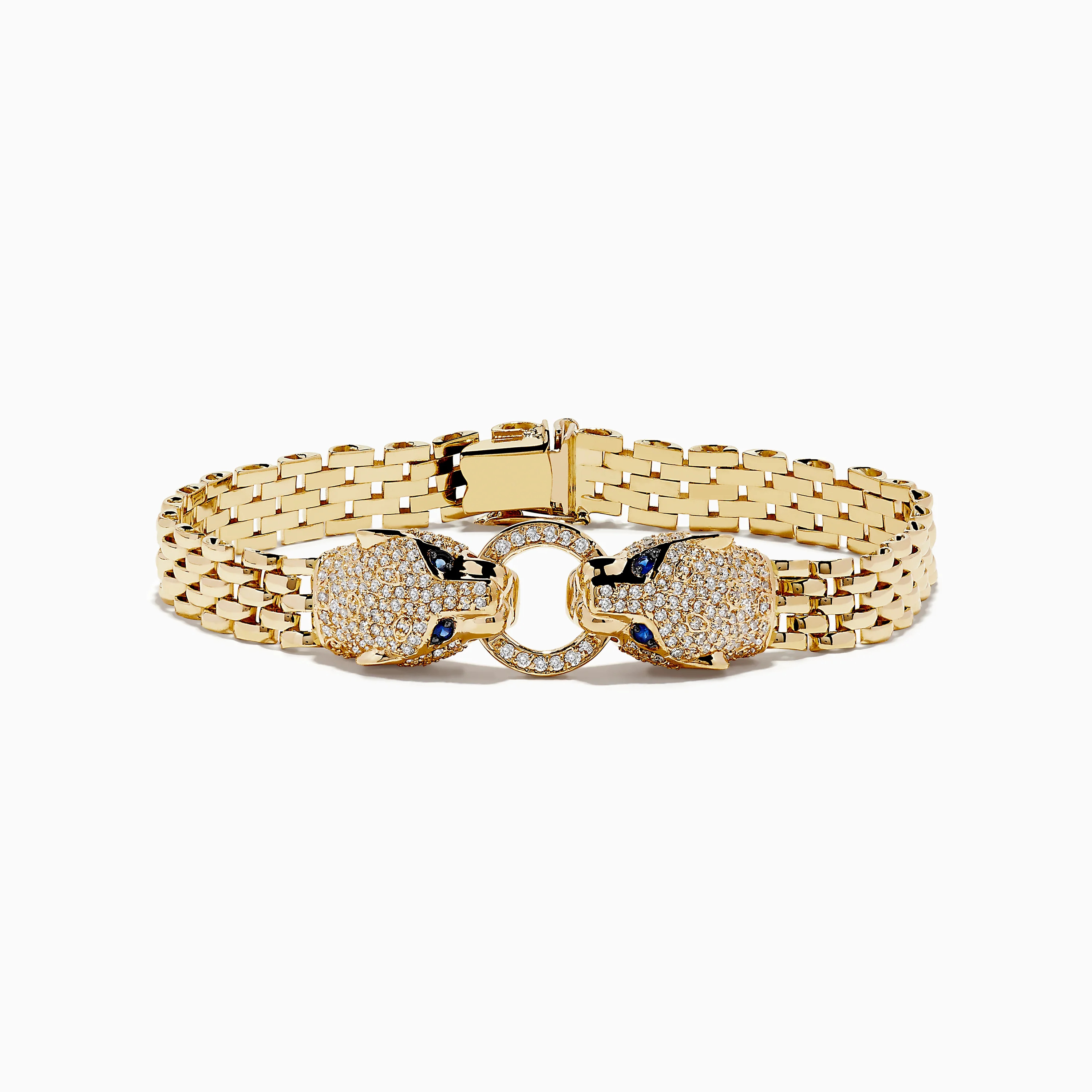 Signature 14K Yellow Gold Sapphire and Diamond Panther Bracelet | Effy Jewelry