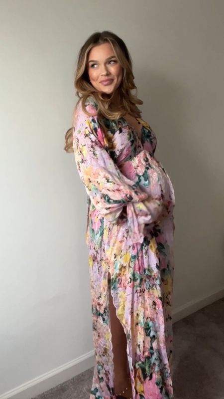 Baby girl shower outfit option! This caftan is pricey but insanely beautiful! Would also be gorg for maternity photos or a gender reveal! 

#LTKbump #LTKbaby