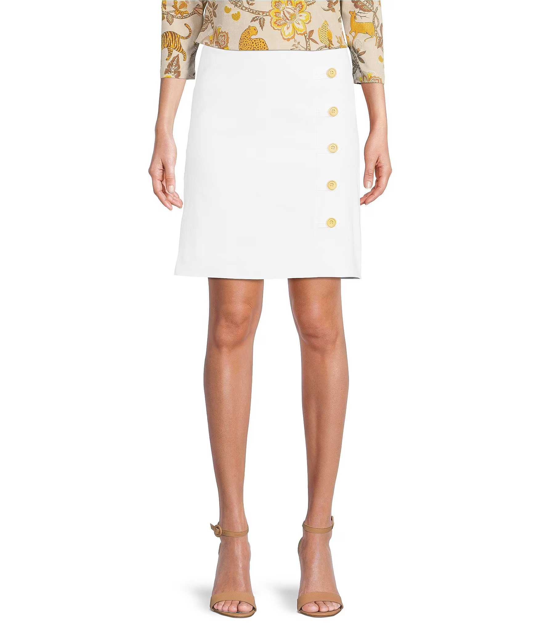 Serina High Rise Elasticized Waist Side Button Pencil Skirt | Dillard's