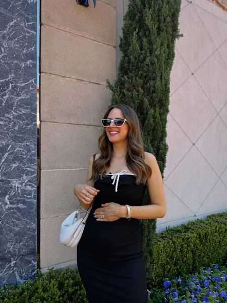 OOTD 🤍 This dress is 40% off on Shopbop! Wearing size small and it’s very stretchy. Beautiful day to be outside! 

#LTKStyleTip #LTKBump #LTKSaleAlert