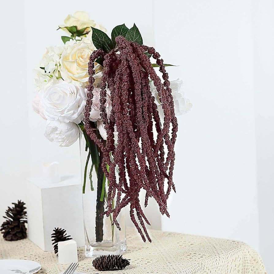 Efavormart Pack of 2-36 Inch Burgundy Amaranthus Artificial Stem Flower with Ivy Leaves Realistic... | Amazon (US)
