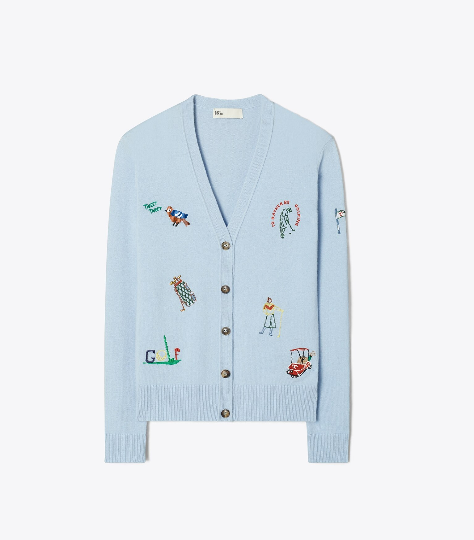 CASHMERE EMBROIDERED GOLF CARDIGAN | Tory Burch (US)