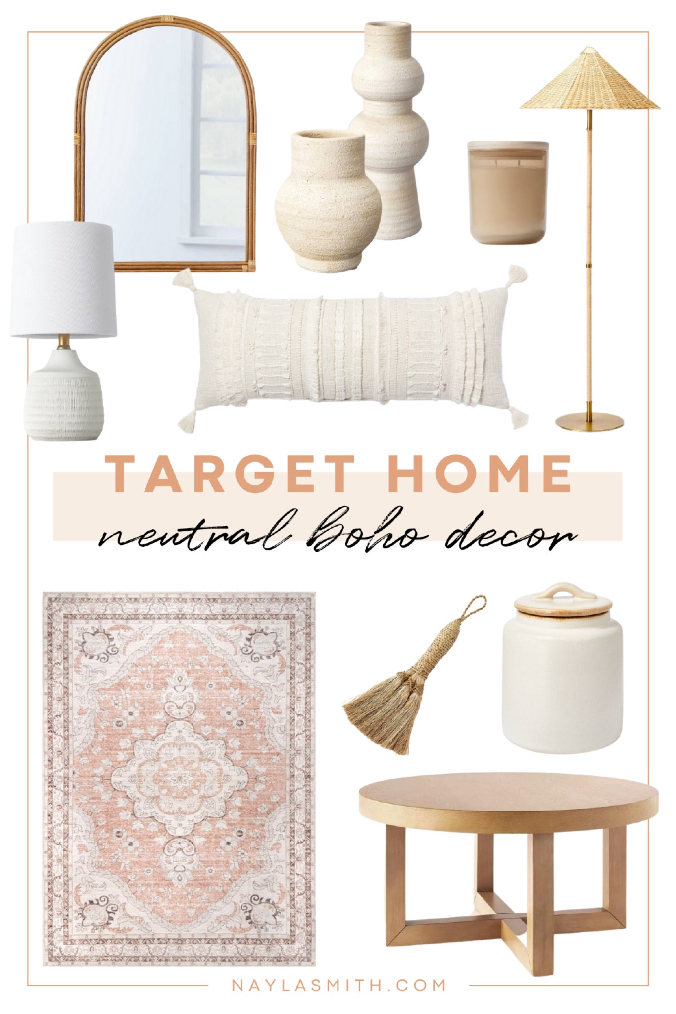 Target home decor • pink boho rug, wicker floor lamp, neutral lumbar pillow, modern round coffee table, vases, livingroom decor

Boho living room decor


#LTKFind #LTKhome #LTKstyletip