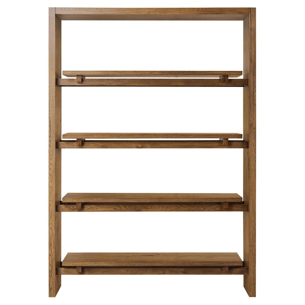 Bria Modern Classic Brown Oak Wood Bookcase | Kathy Kuo Home