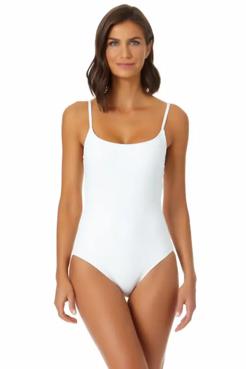 Anne Cole Women's Classic Lingerie Maillot One Piece Swimsuit in White at Nordstrom, Size 8 | Nordstrom