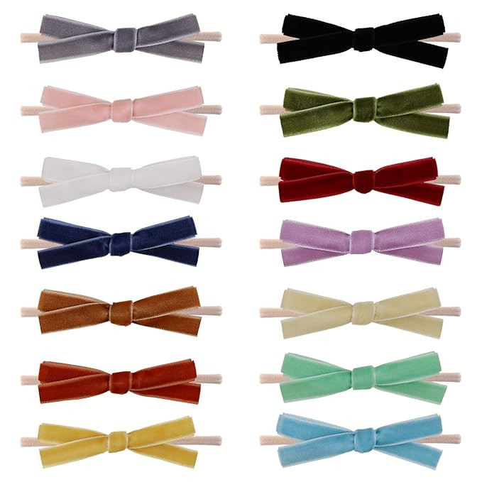 Baby Girl Headbands and Bows, Newborn Infant Toddler Nylon Hairbands Hair Accessories | Amazon (US)