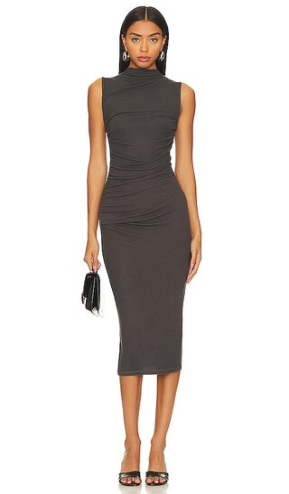 Silk Knit Sleeveless Twist Midi Dress in Dark Pewter | Revolve Clothing (Global)