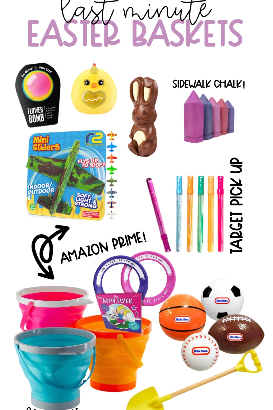 Last minute Easter basket ideas! Shop with target drive up or Amazon prime 2 day shipping! 